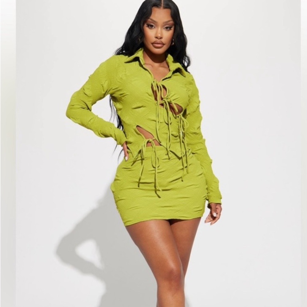 Lime Green Bubble Skirt Set